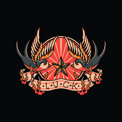 swallow tattoo illustration vector design