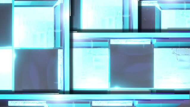 modern abstract shapes animation. GLowing cubes rectangles or cubes with neon lines