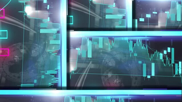  abstract block moving in modern futuristic background. Trading animation