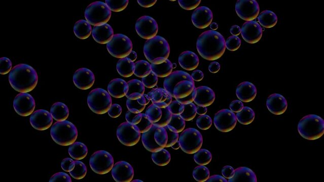 Colorful foam bubbles on a black background.