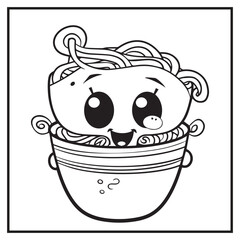 Noodle Coloring Book Page Cartoon Ilustration-01
