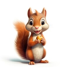 Cute squirrel with a smile holding an almond - created using generative AI tools