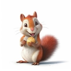 Fototapeta na wymiar Cute squirrel with a smile holding an almond - created using generative AI tools