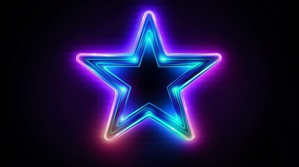 Neon star illustration. Background with futuristic best review element. Premium quality rating. Generative ai