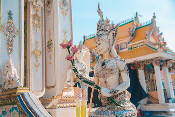 Statues Inside The Temple,Beautiful Temple In Bangkok Or Wat Pariwas,Temple In Thailand.