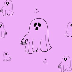 seamless pattern with pink monster 