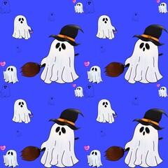 Blue seamless pattern with monster