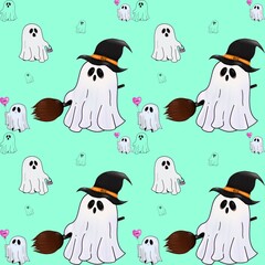 Obraz premium Green pattern with monster boo