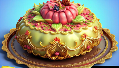 Generative AI cake with berries