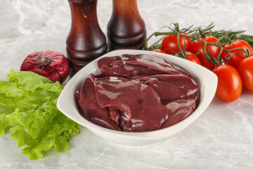 Raw turkey liver in a bowl ready for cooking