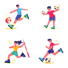 Bundle of Sportsperson Flat Illustrations 

