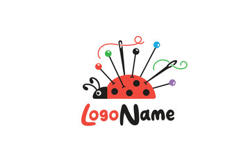 Creative logo design depicting a ladybug shaped like a pinicusshion - Logo Design Template	
