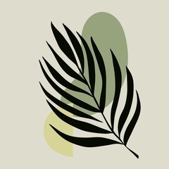 illustration of a leaf, Design background, abstract design, painted leaf, branch, green color, green background, modern design, foliage, elegant design, minimalism