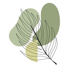 illustration of a leaf, Design background, abstract design, painted leaf, branch, green color, green background, modern design, foliage, elegant design, minimalism