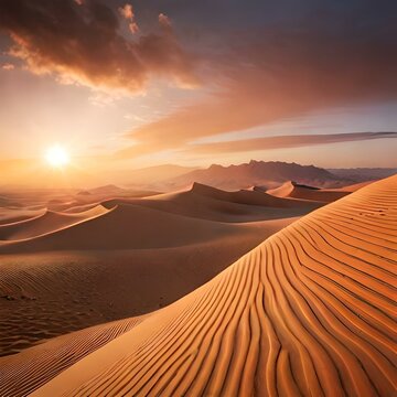 Magical sunset in the desert scenery