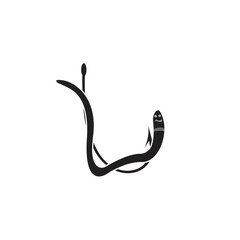Vector illustration of a worm on a hook. Fishing
