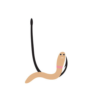 Vector illustration of a worm on a hook. Fishing