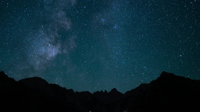 Delta Aquarids Meteor Shower and Milky Way Galaxy 50mm Southwest west Sky Mt Whitney Peaks Sierra Nevada California USA Time Lapse