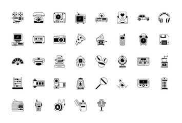 Set of retro 90s vector icons. vector illustration
