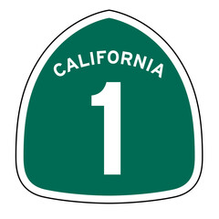 California State Route 1 sign, CA 1, isolated road sign vector