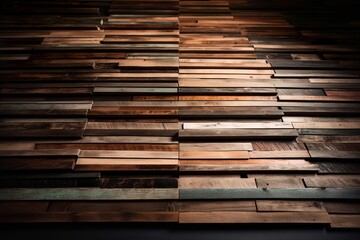 old wooden wall, stack of wood, wooden floor, generative ai