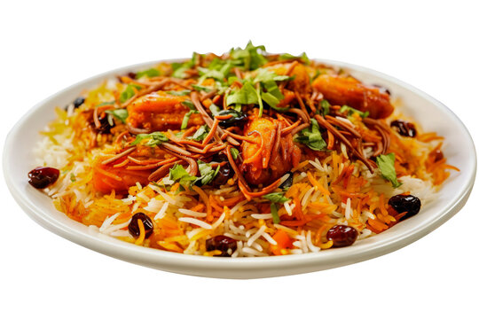 chicken biriyani png images _ food images _ fast food images _ Indian food images _ chicken biriyani in isolated white background 