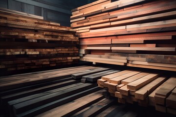 stacks of pallets in warehouse, generative ai