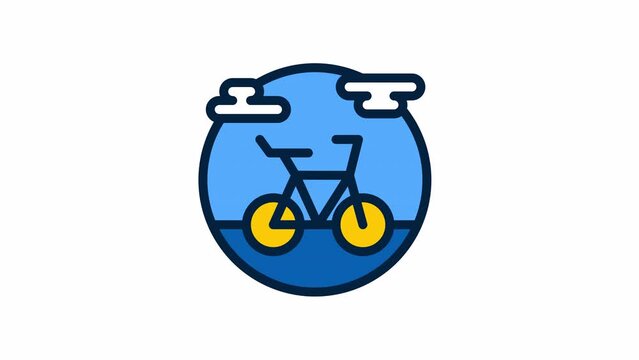 Bicycle, Transportation animated icon on transparent background.
