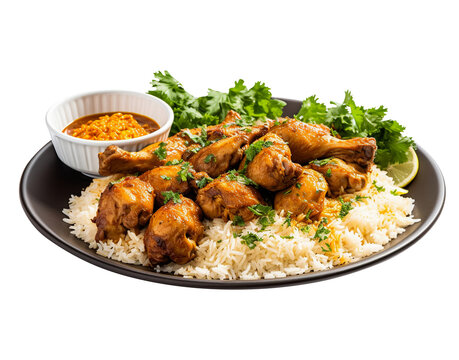 chicken curry  with rice png images _  food images _ fast food images _ Indian food images _ chicken curry with ricein isolated white background 