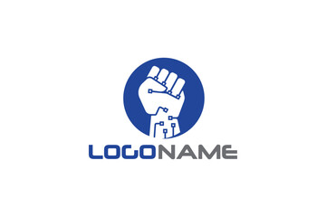 Creative logo design depicting arobotic fist - Logo Design Template	
