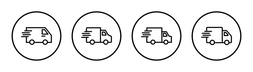 Delivery truck icon set illustration. Delivery truck sign and symbol. Shipping fast delivery icon
