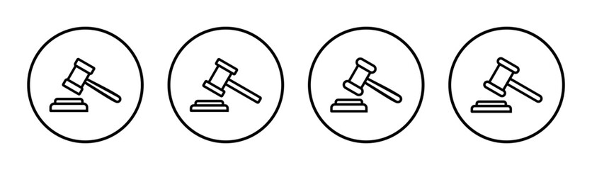 Gavel icon set illustration. judge gavel sign and symbol. law icon. auction hammer