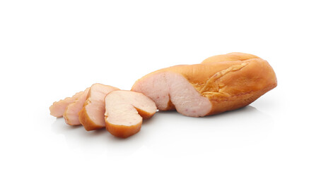 Smoked chicken breast fillet isolated on white background  