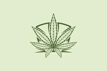 Creative logo design depicting a cannabis leaf inside a shield - Logo Design Template	
