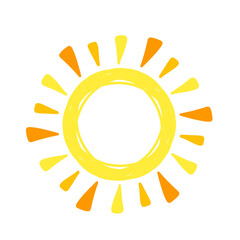 Vector funny doodle sun. Hand drawn vector sun