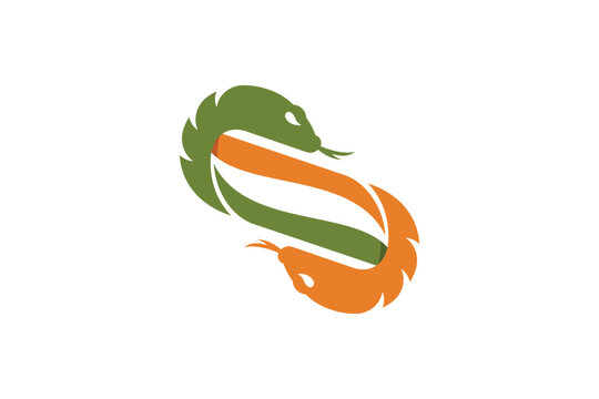 Creative logo design depicting two snakes - Logo Design Template	
