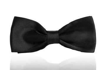 Black bow tie isolated on white background with clipping path. The concept of formal and elegant...