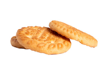 Delicious coconut biscuits on a white background. Macro shot
