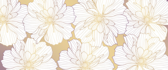 Luxury floral background with white lush flowers. Gradient background for decor, wallpapers, covers, postcards, presentations