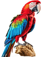 Red macaw parrot isolated on a white background, generative AI