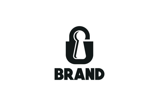 Creative logo design designated to a real estate or locksmith business. It depicts a lock with a keyhole in the center. 
