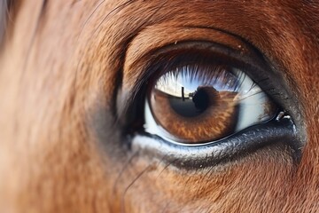 Intense Horse Eye Close Up. Generative AI
