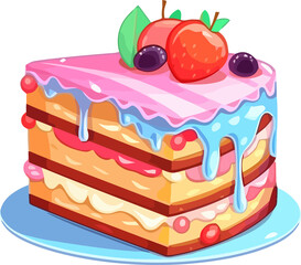 Pastel Cake Slice, Happy Birthday Celebration element