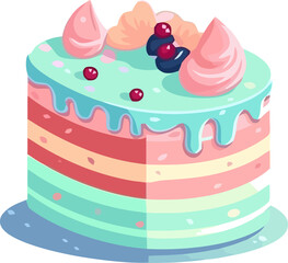 Slice of Birthday Cake in Pastel Layer Shades