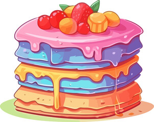 Cartoon Cake Extravaganza, Colorful Pastel Party Delight