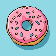 sweet donut with sprinkles, vector illustration for food design concept