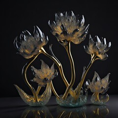 a molten collection of glass flowers that caught too much heat and combined, generative AI