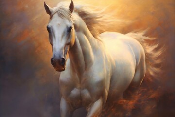Dusks Painting Capturing the Beauty of a Horse. Generative AI