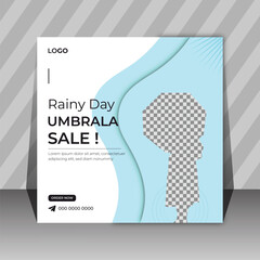 Rainy Day Umbrella Sale Advertisement Social Media Post Design
