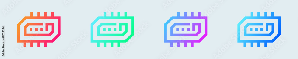 Aufkleber ram line icon in gradient colors. random access memory signs vector illustration.